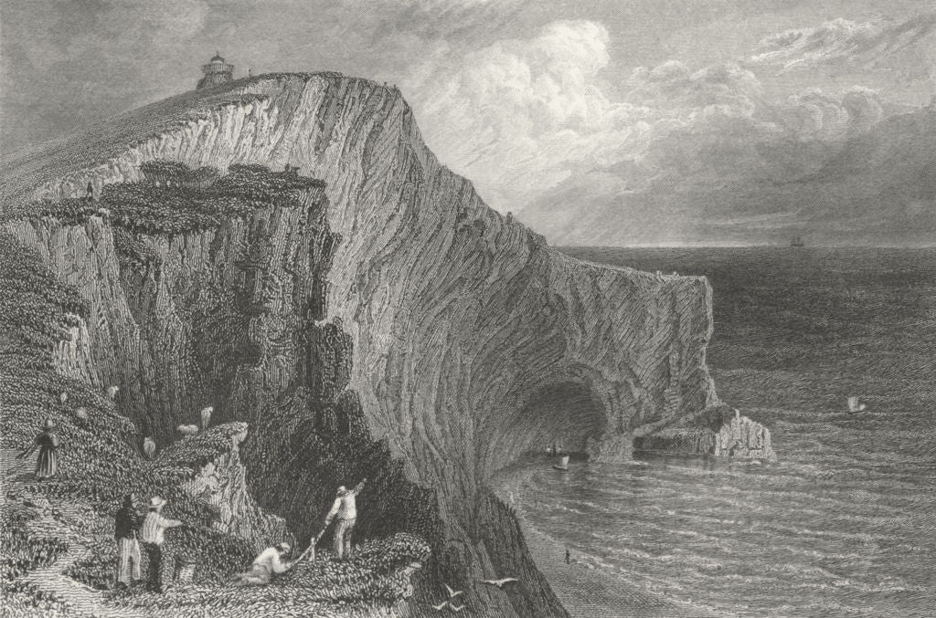 IOW. Scratchells Bay-Bartlett c1840 old antique vintage print picture